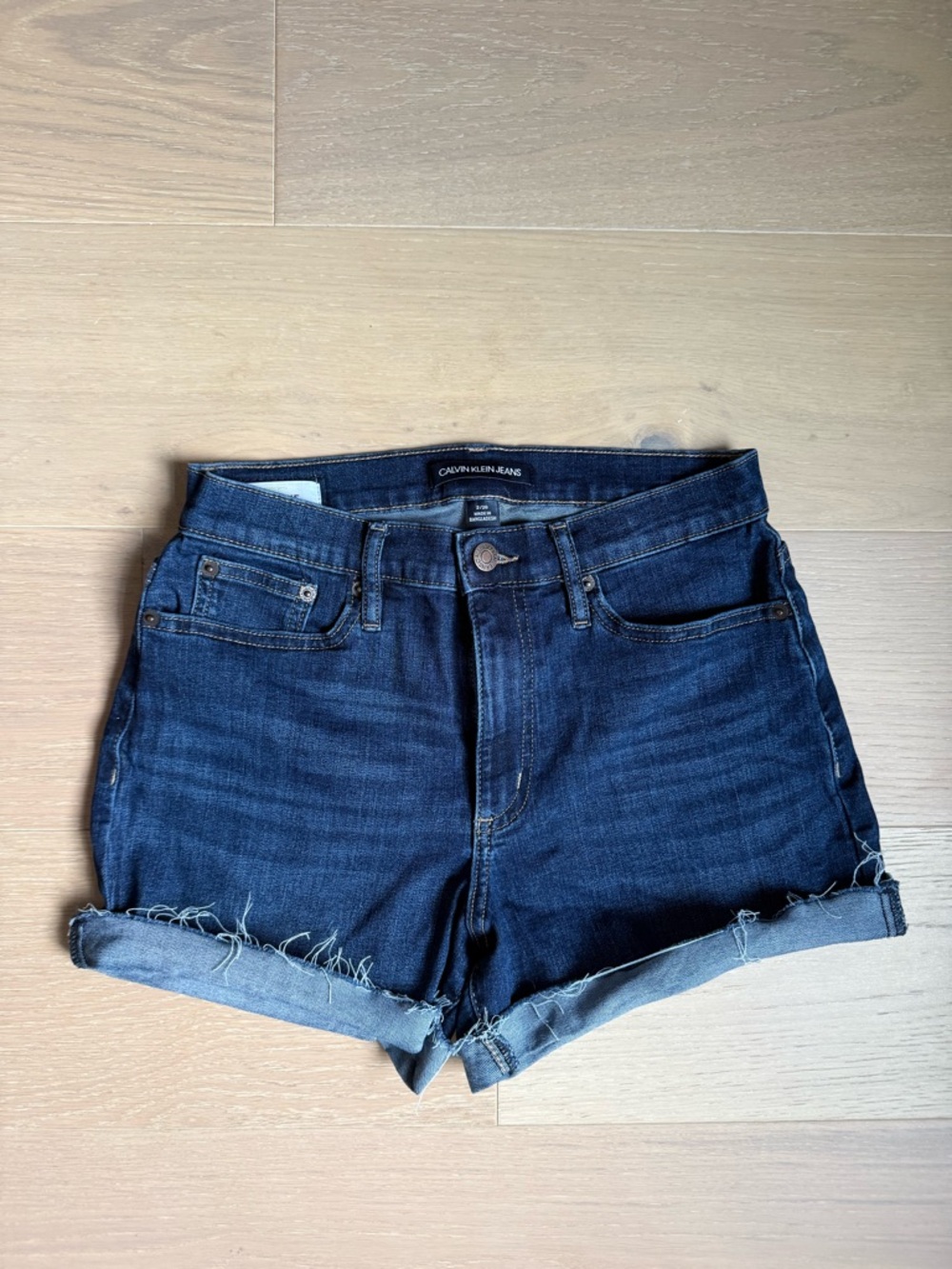 Calvin Klein Jeans Dark Indigo Rolled Hem Denim Shorts